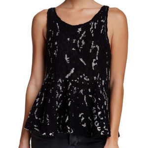 Free People Side by Side black flared peplum flared scoop neck tank top